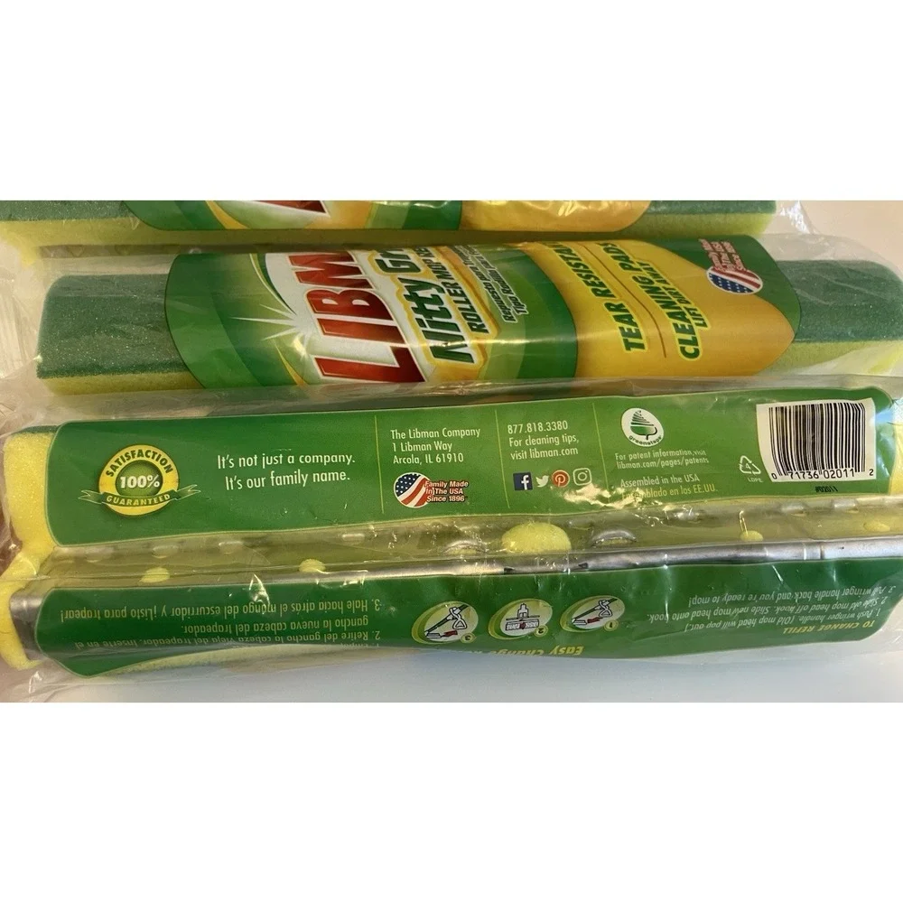 LOT Of (3) Libman Nitty Gritty Roller Mop Refill Tear Resistant Mop Heads 02011